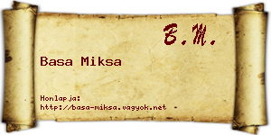 Basa Miksa névjegykártya